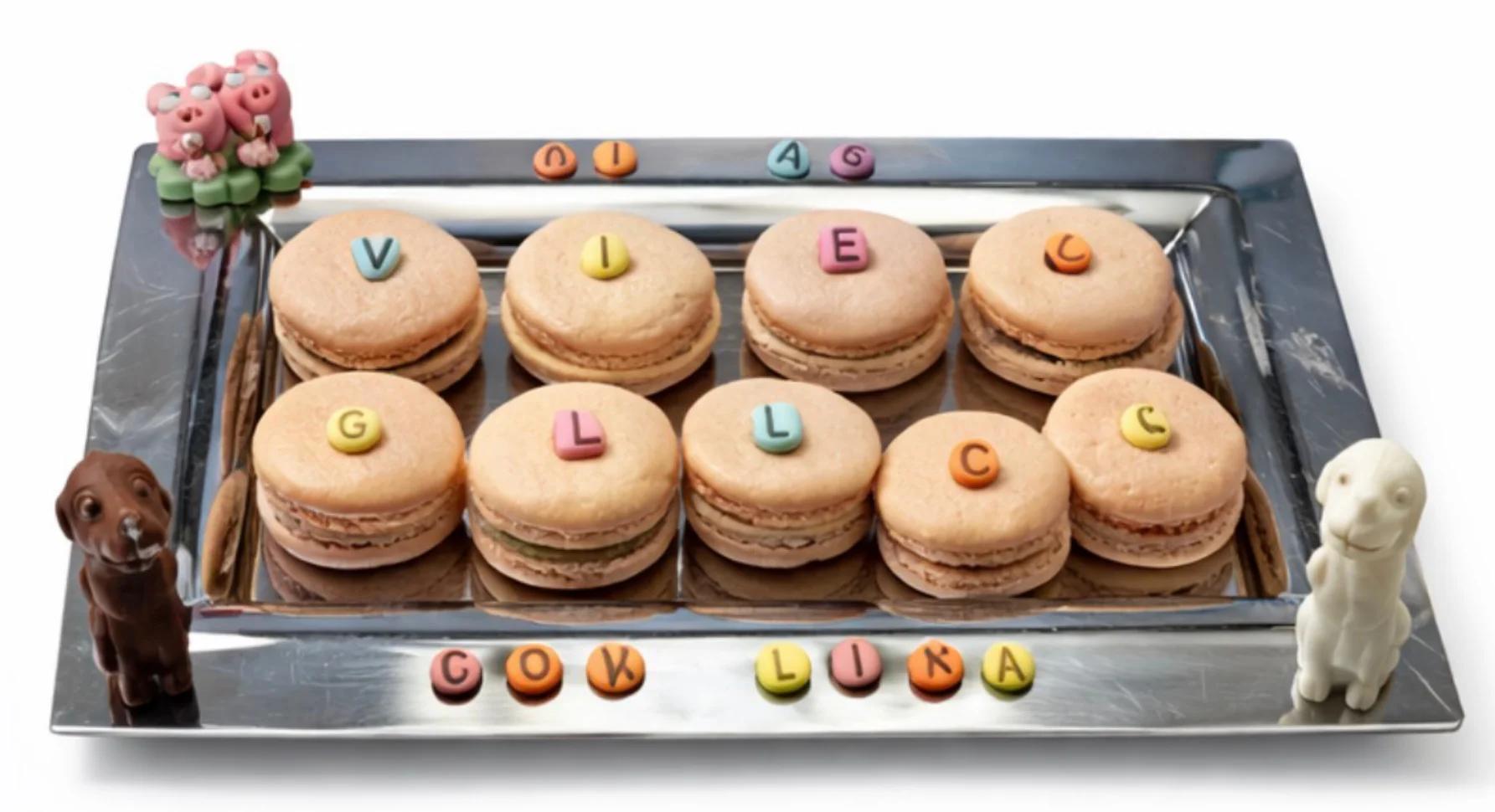 Buchstaben-Macaron-Tablett